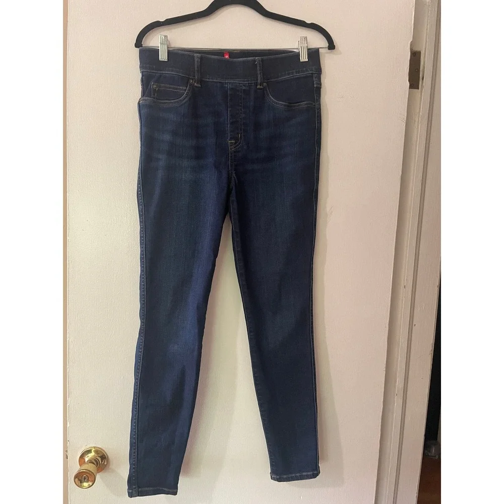 Spanx Jean-ish Ankle Skinny Jeans Dark Indigo Pull On Leggings Medium M